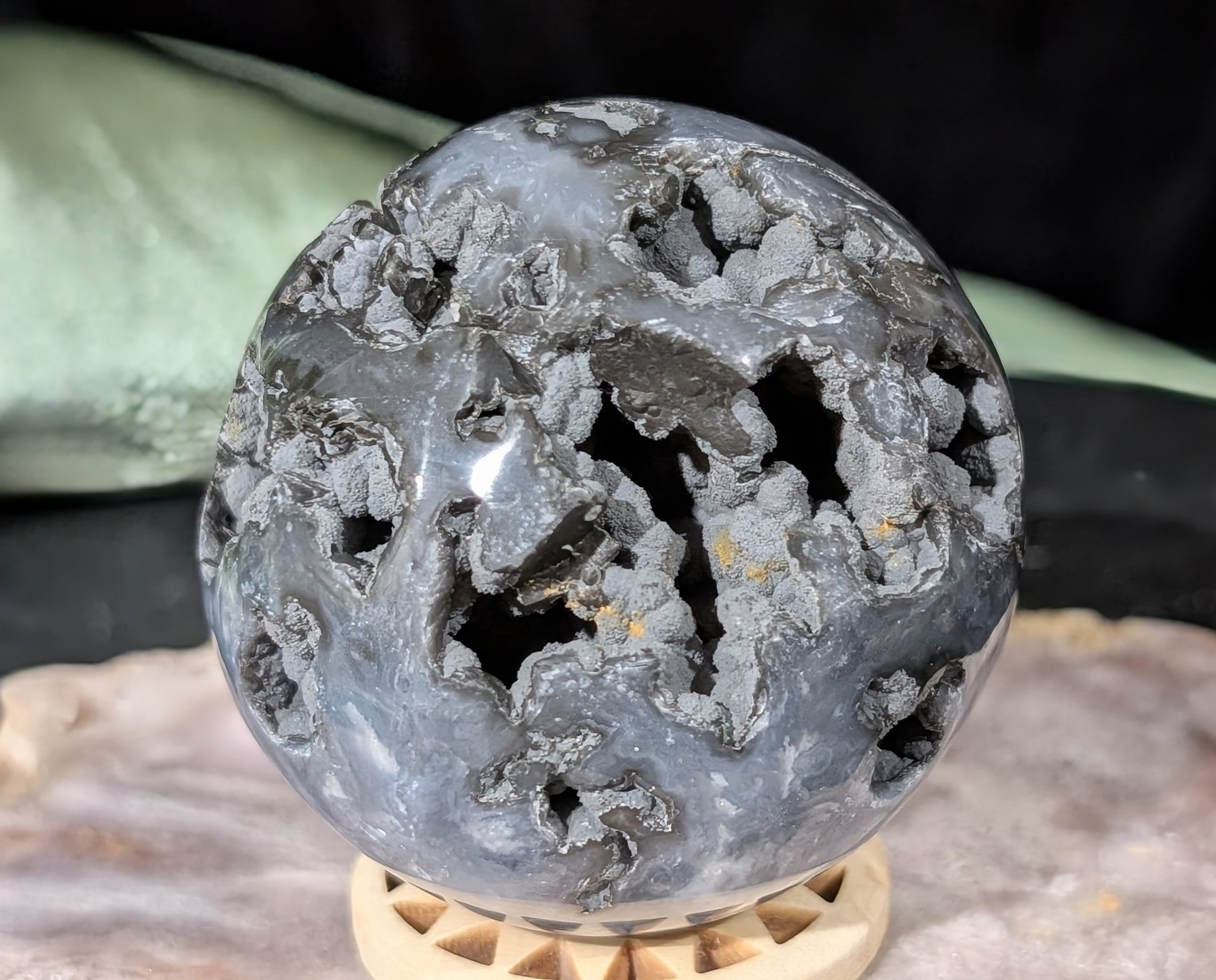 Blue Plume Agate Sphere