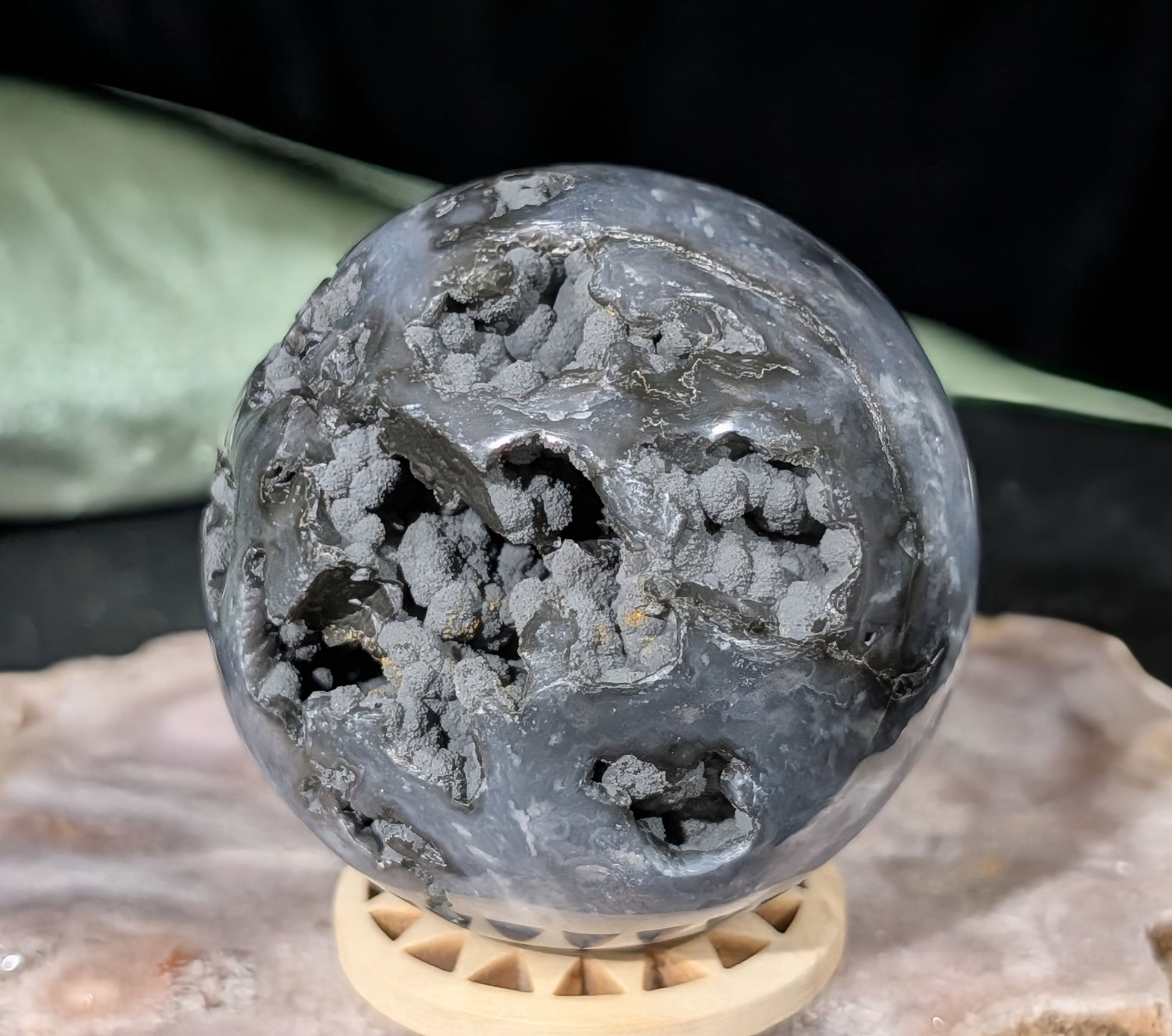 Blue Plume Agate Sphere