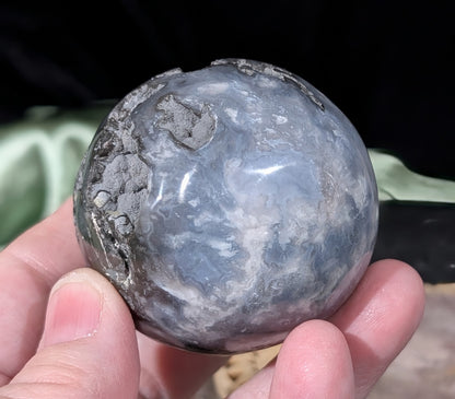 Blue Plume Agate Sphere