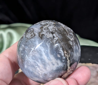Blue Plume Agate Sphere
