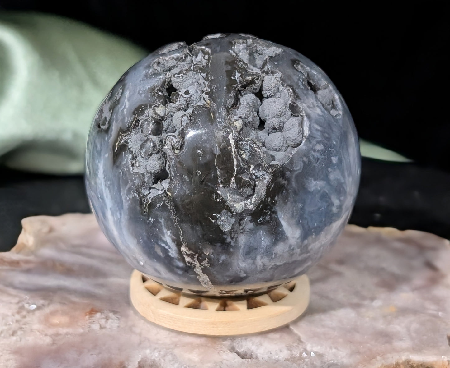 Blue Plume Agate Sphere