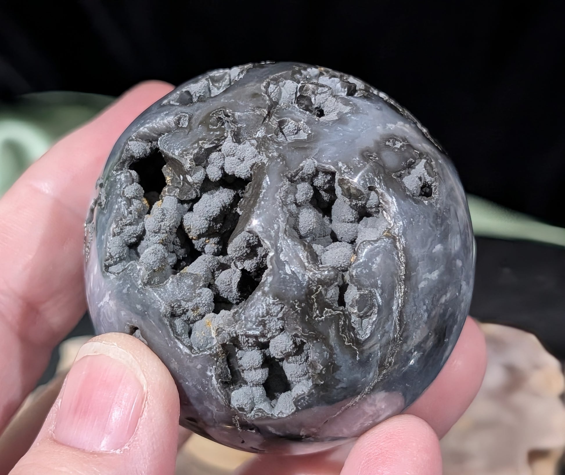 Blue Plume Agate Sphere