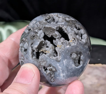 Blue Plume Agate Sphere