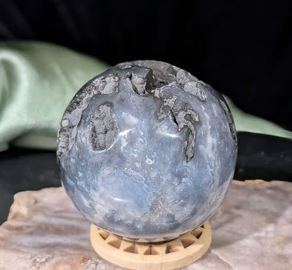 Blue Plume Agate Sphere