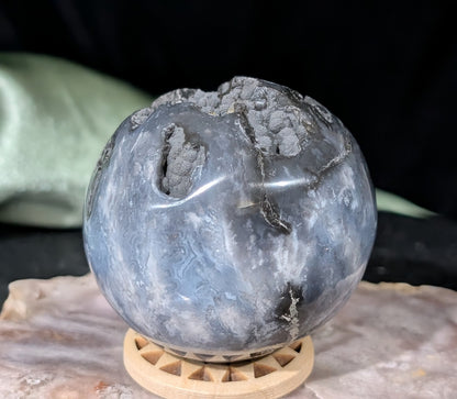 Blue Plume Agate Sphere
