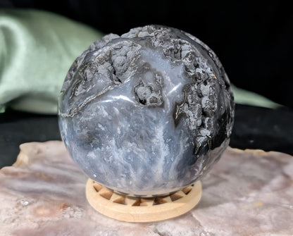 Blue Plume Agate Sphere