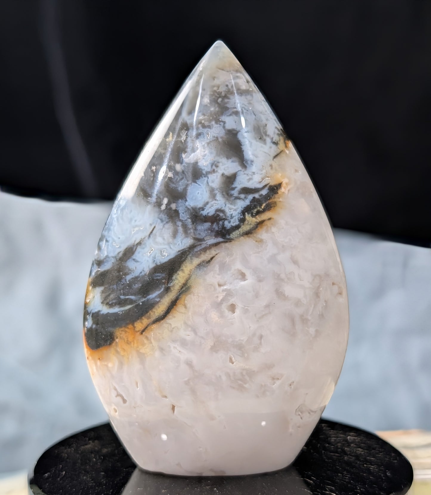Blue and Peach Plume Agate Flame