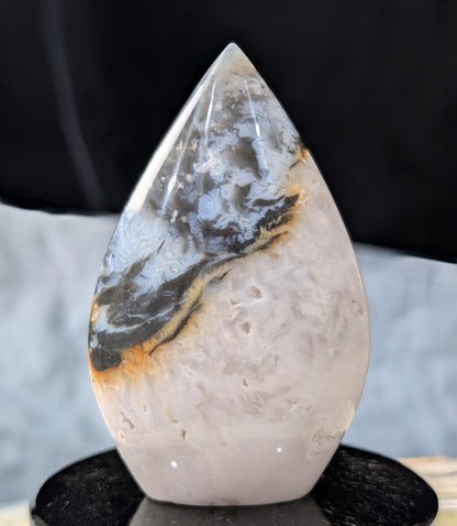 Blue and Peach Plume Agate Flame
