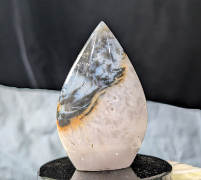 Blue and Peach Plume Agate Flame