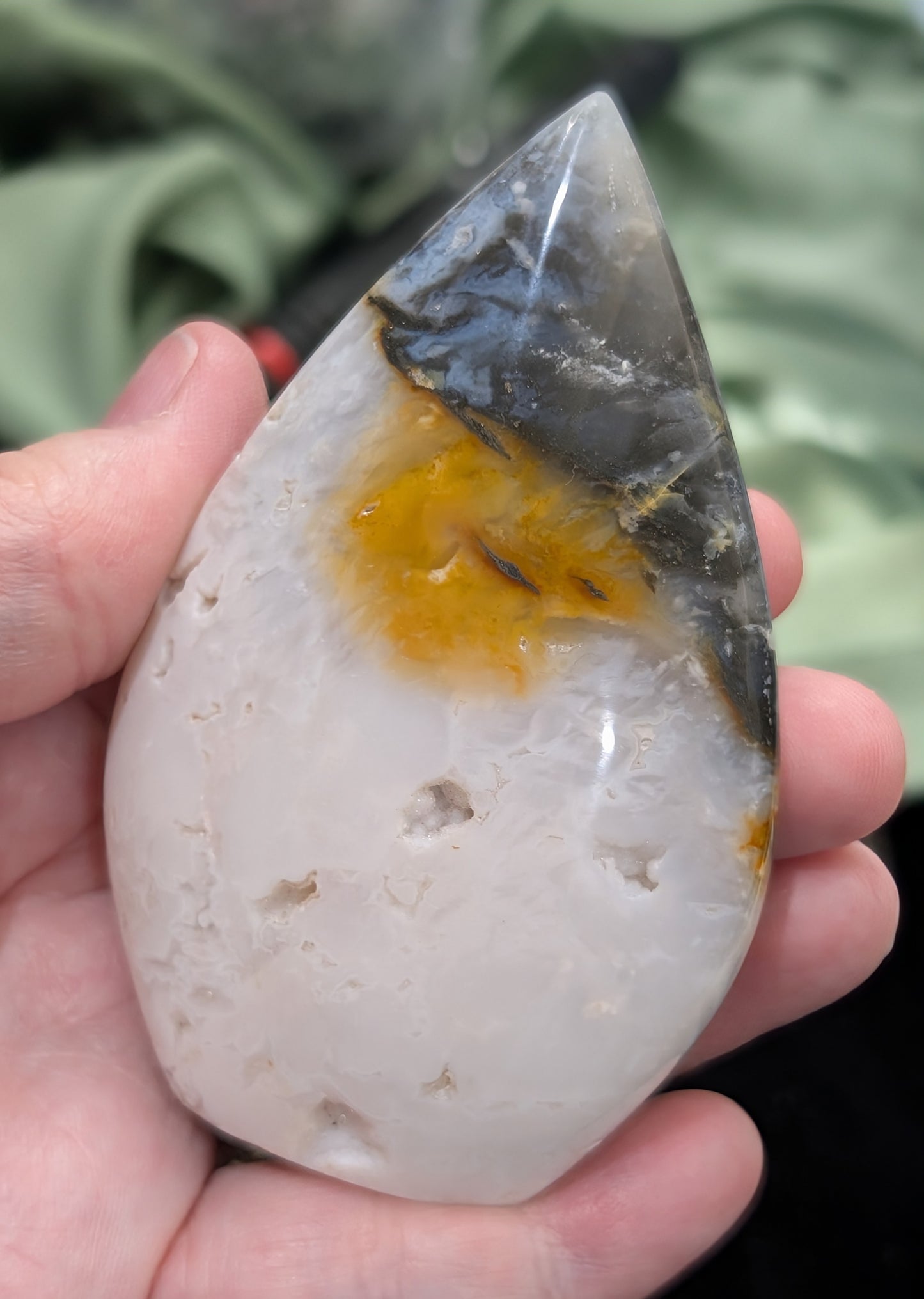 Blue and Peach Plume Agate Flame