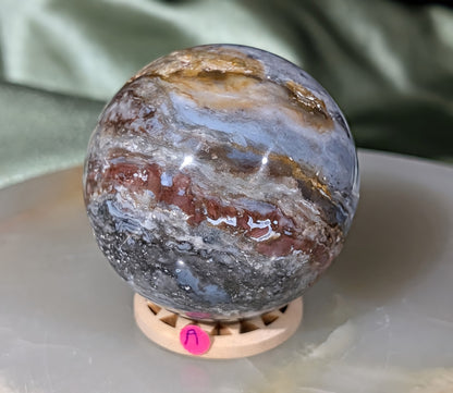 Blue and Pink Chalcedony Sphere