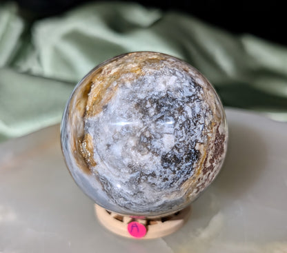 Blue and Pink Chalcedony Sphere