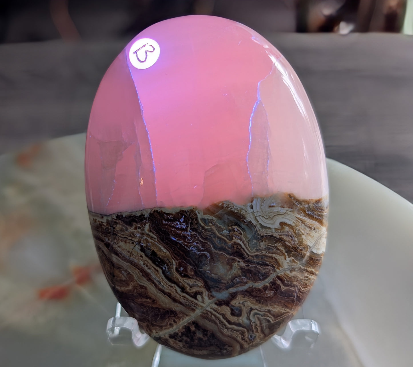 Bumblebee Jasper with Pink Mangano Palm Stone