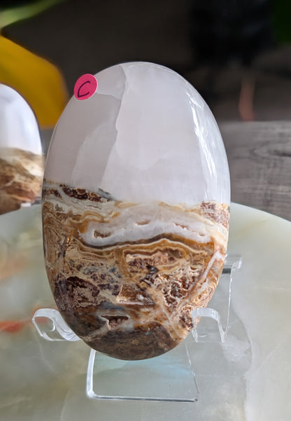 Bumblebee Jasper with Pink Mangano Palm Stone