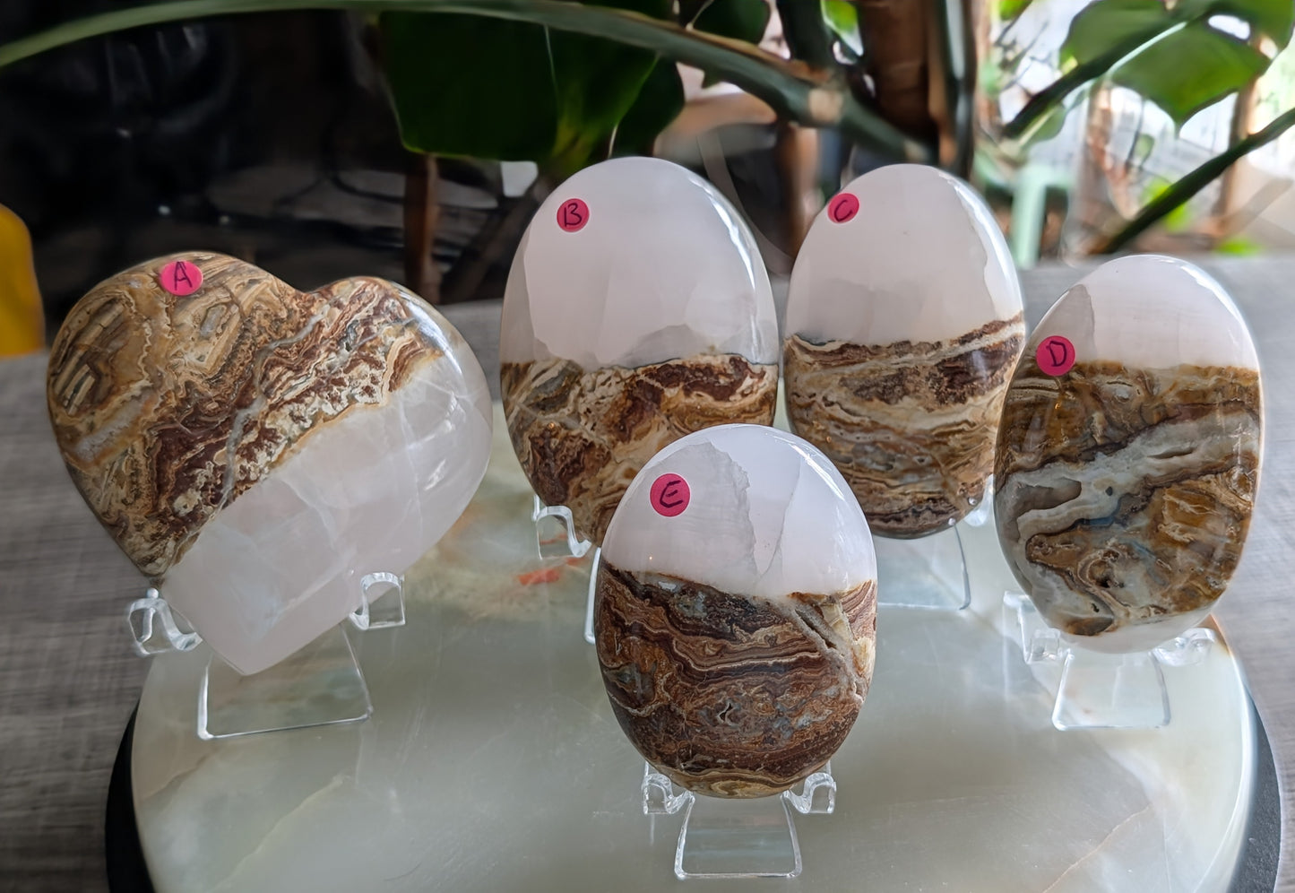 Bumblebee Jasper with Pink Mangano Palm Stones