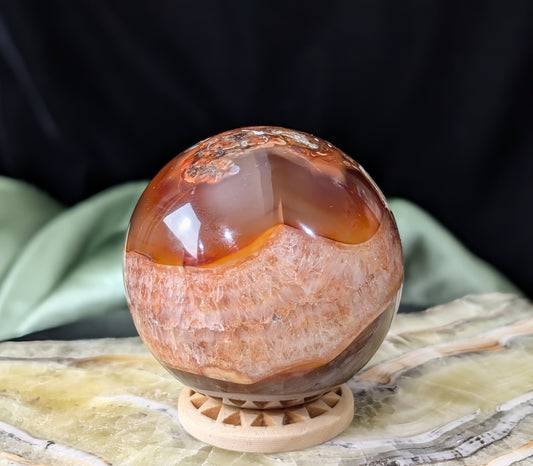 Carnelian Sphere with Quartz Band