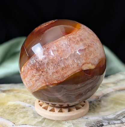 Carnelian Sphere with Quartz Band