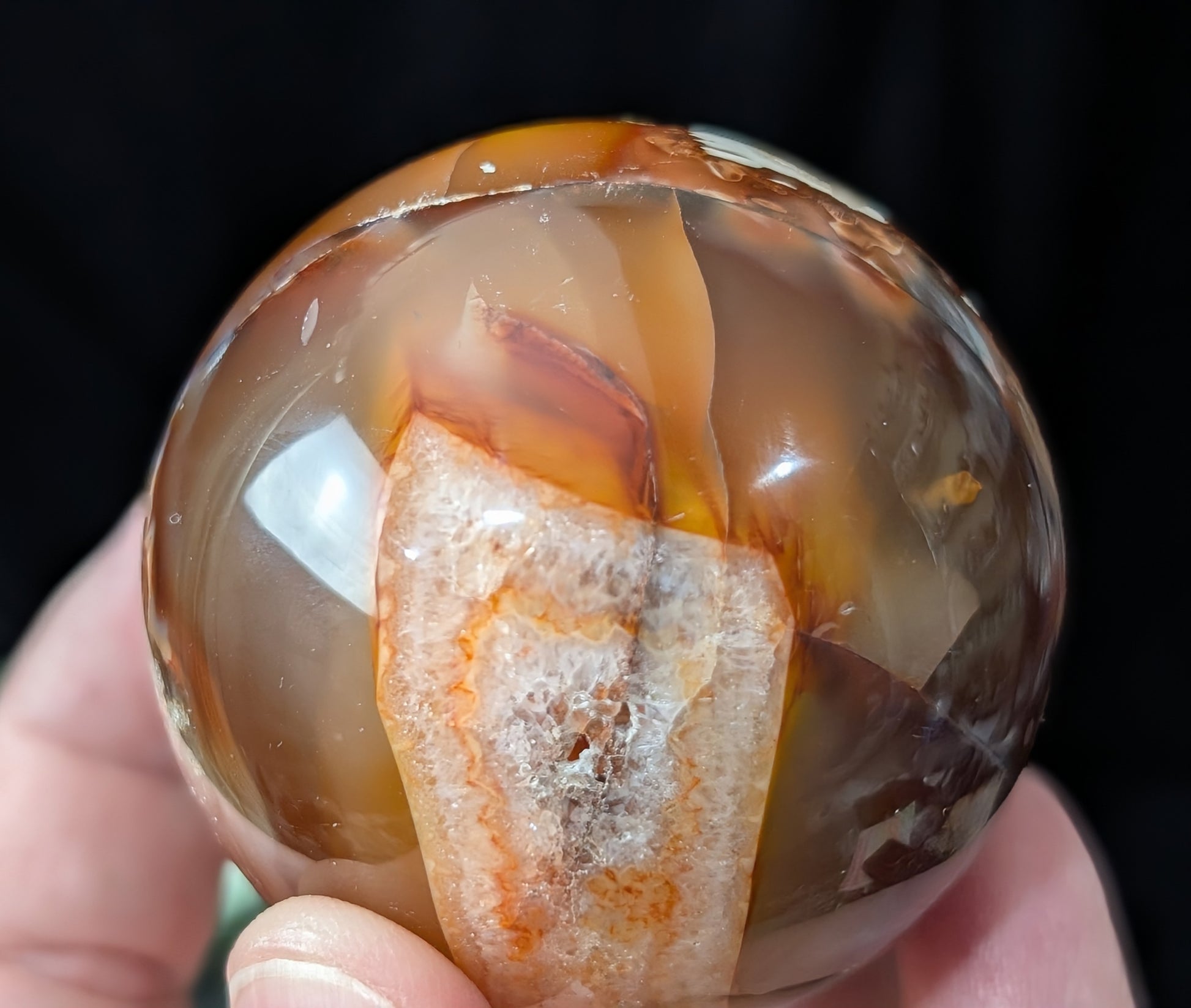 Carnelian Sphere with Quartz Band