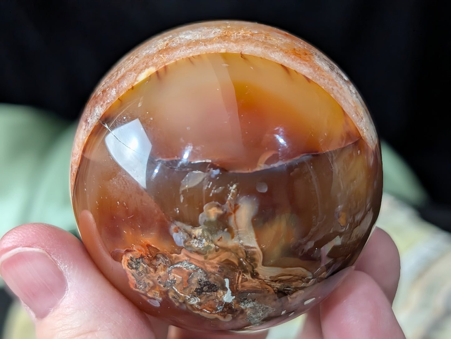 Carnelian Sphere with Quartz Band