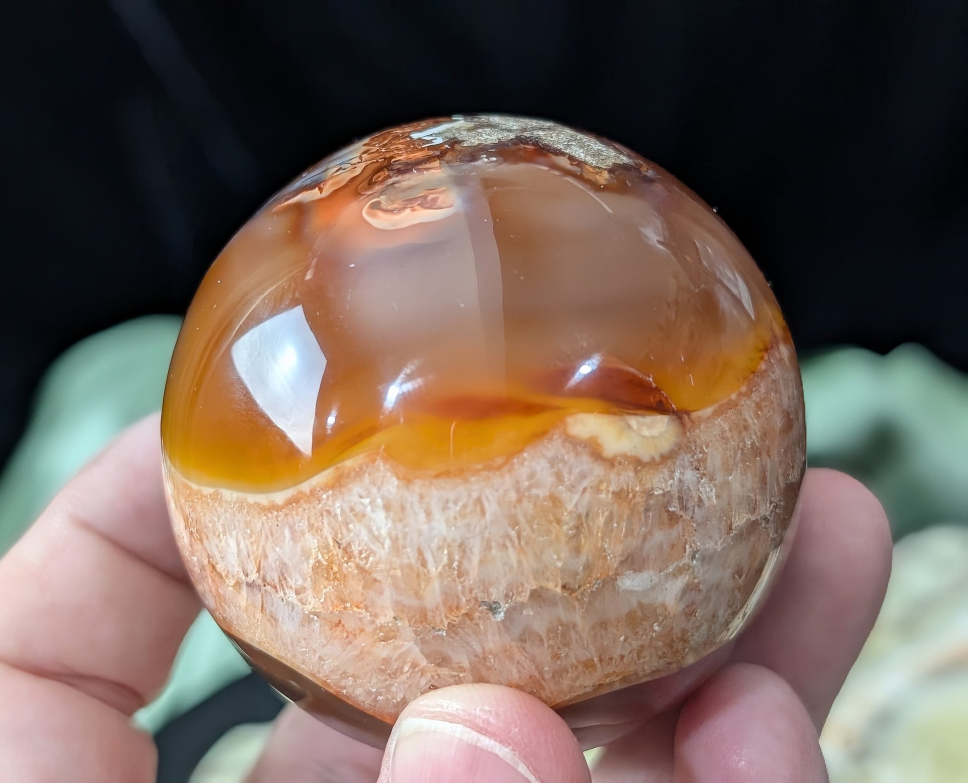Carnelian Sphere with Quartz Band