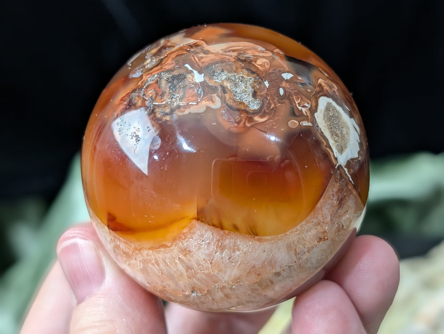 Carnelian Sphere with Quartz Band
