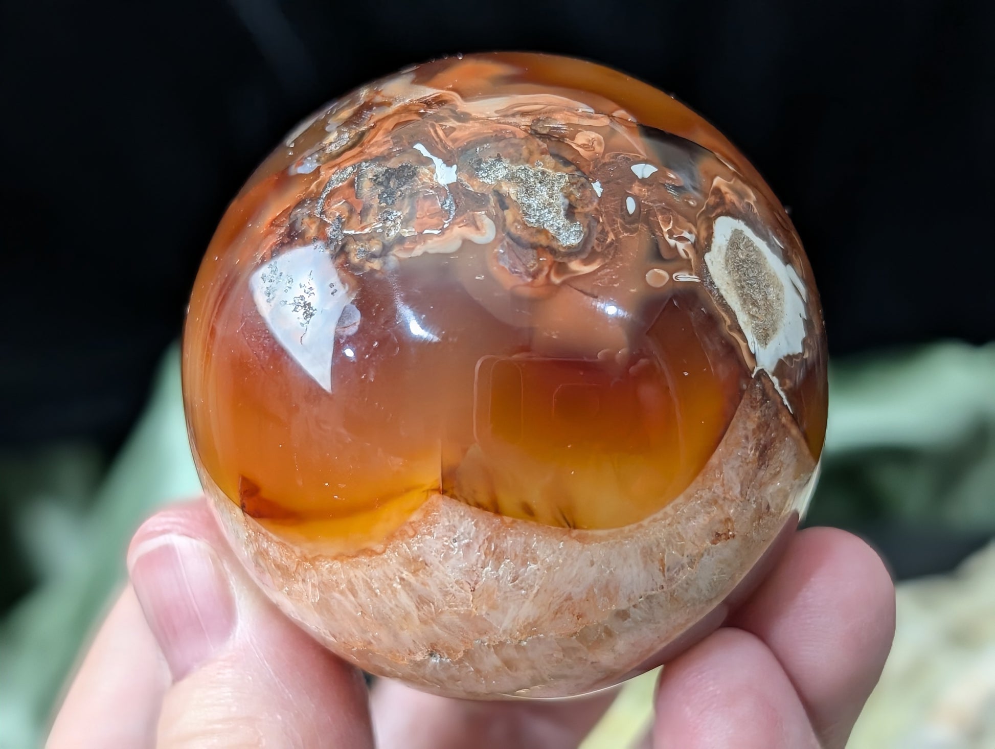 Carnelian Sphere with Quartz Band