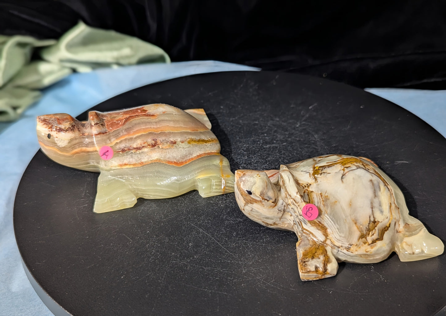 Carved Onyx Turtle Figurines