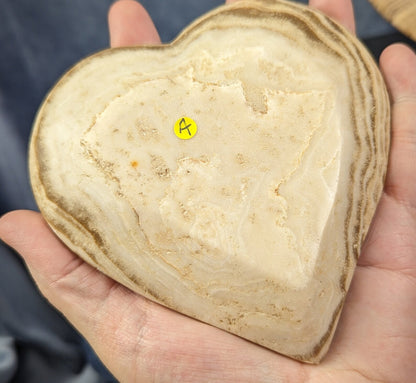Hand Carved Chocolate Calcite Heart Shaped Bowl 1A