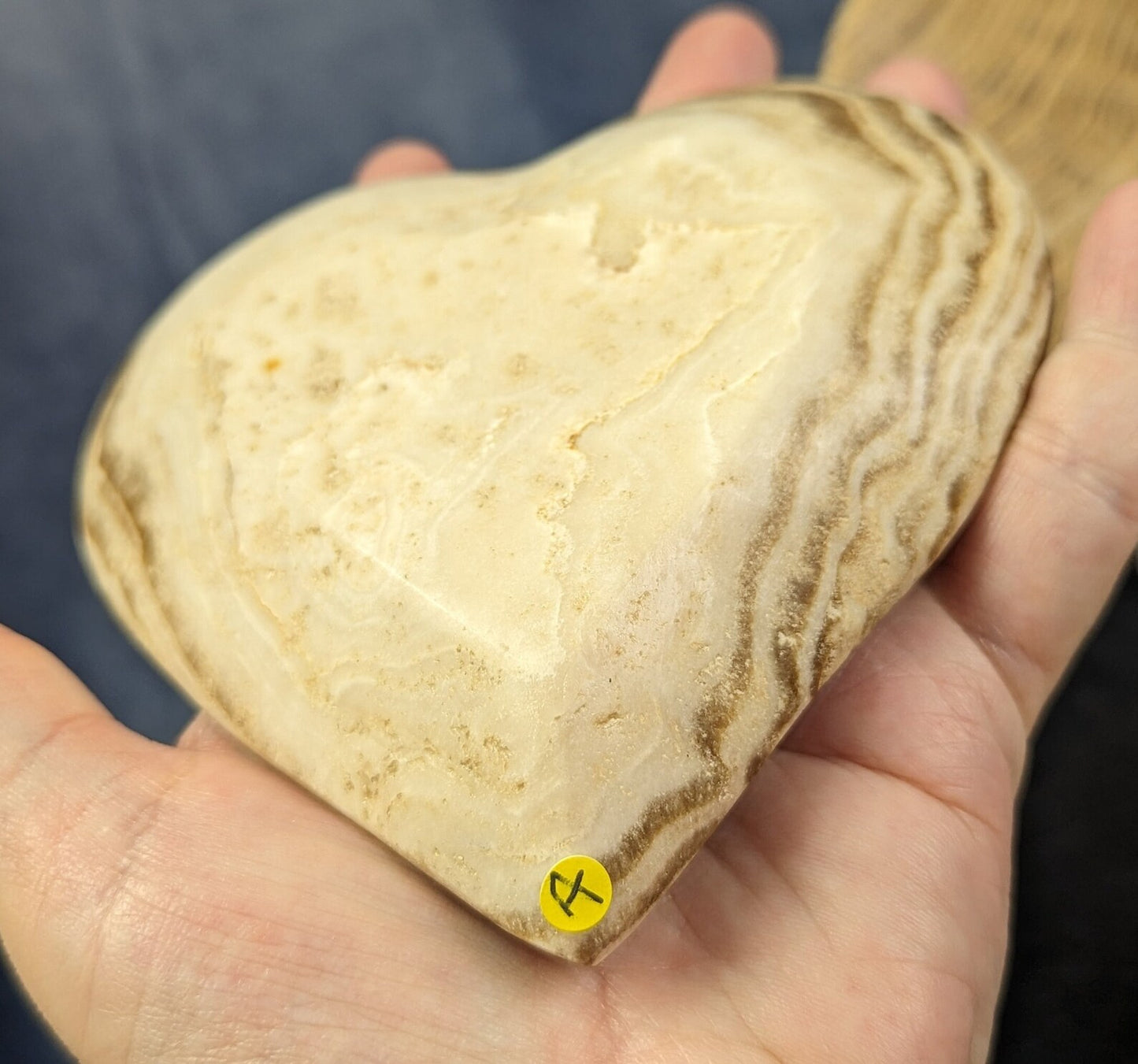 Hand Carved Chocolate Calcite Heart Shaped Bowl 1A