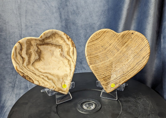 Hand Carved Chocolate Calcite Heart Shaped Bowls