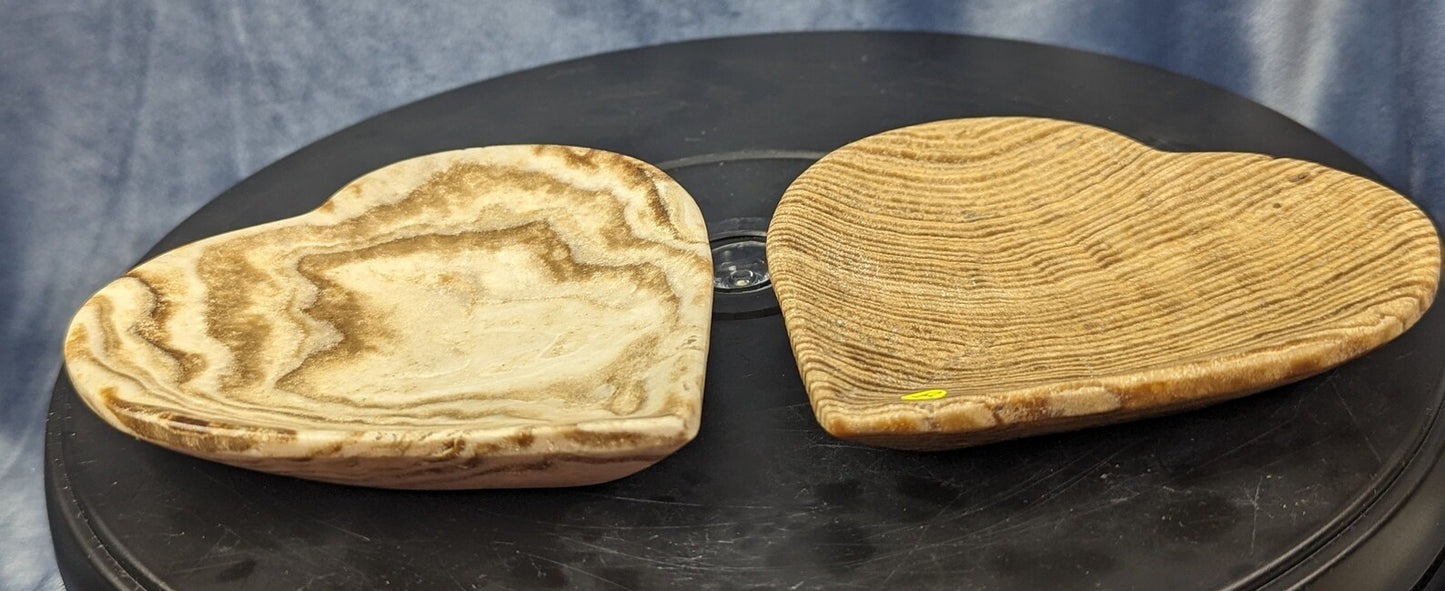 Hand Carved Chocolate Calcite Heart Shaped Bowls
