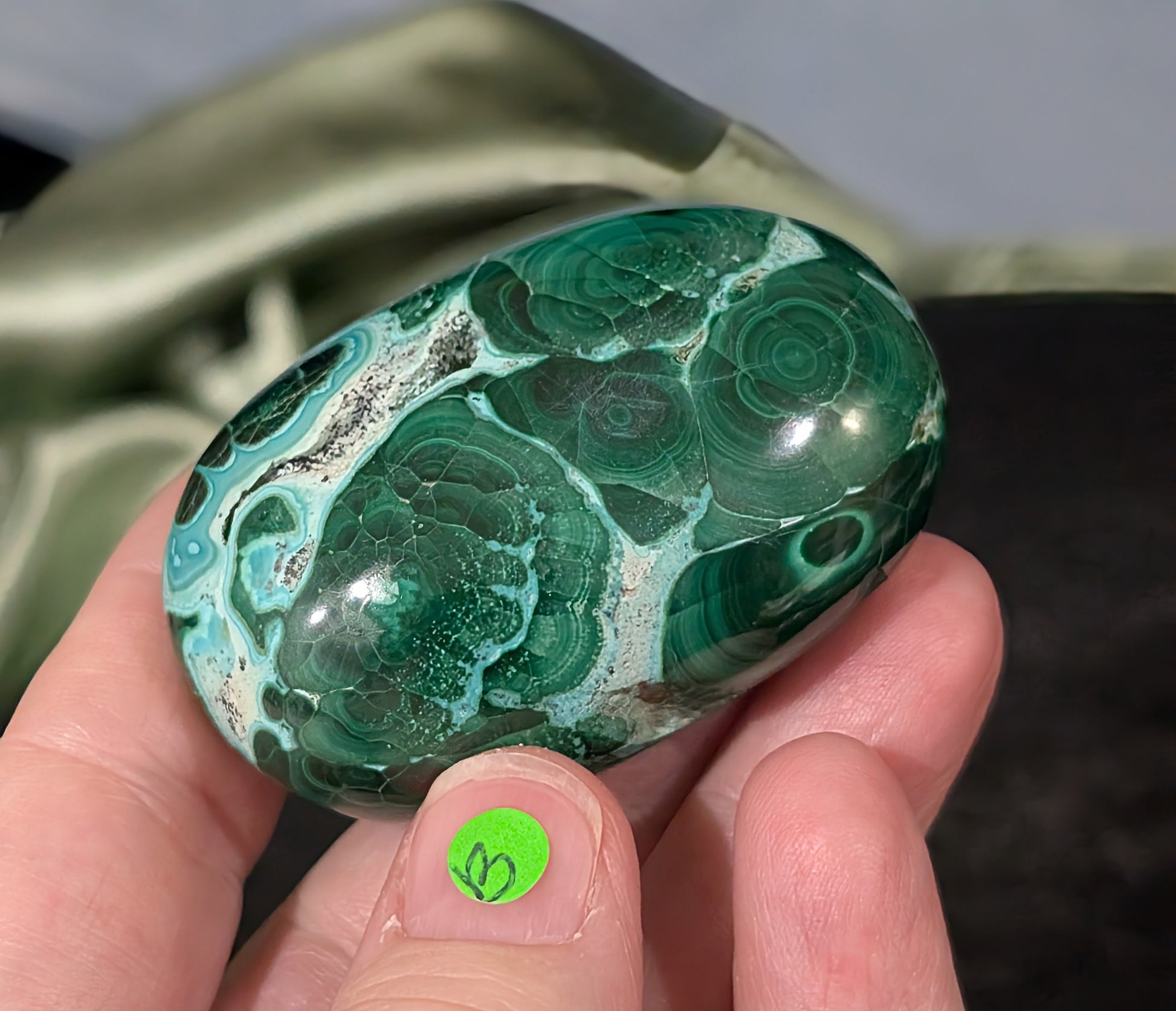 Chrysocolla with Malachite Palm Stone