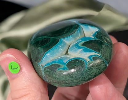 Chrysocolla with Malachite Palm Stone