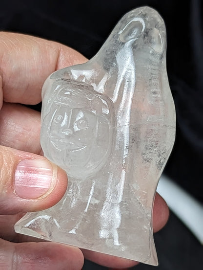 Clear Quartz Trick or Treating Ghost Figurine