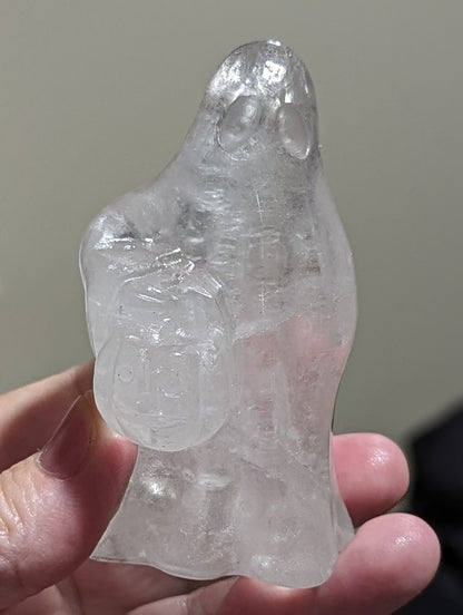 Clear Quartz Trick or Treating Ghost Figurine