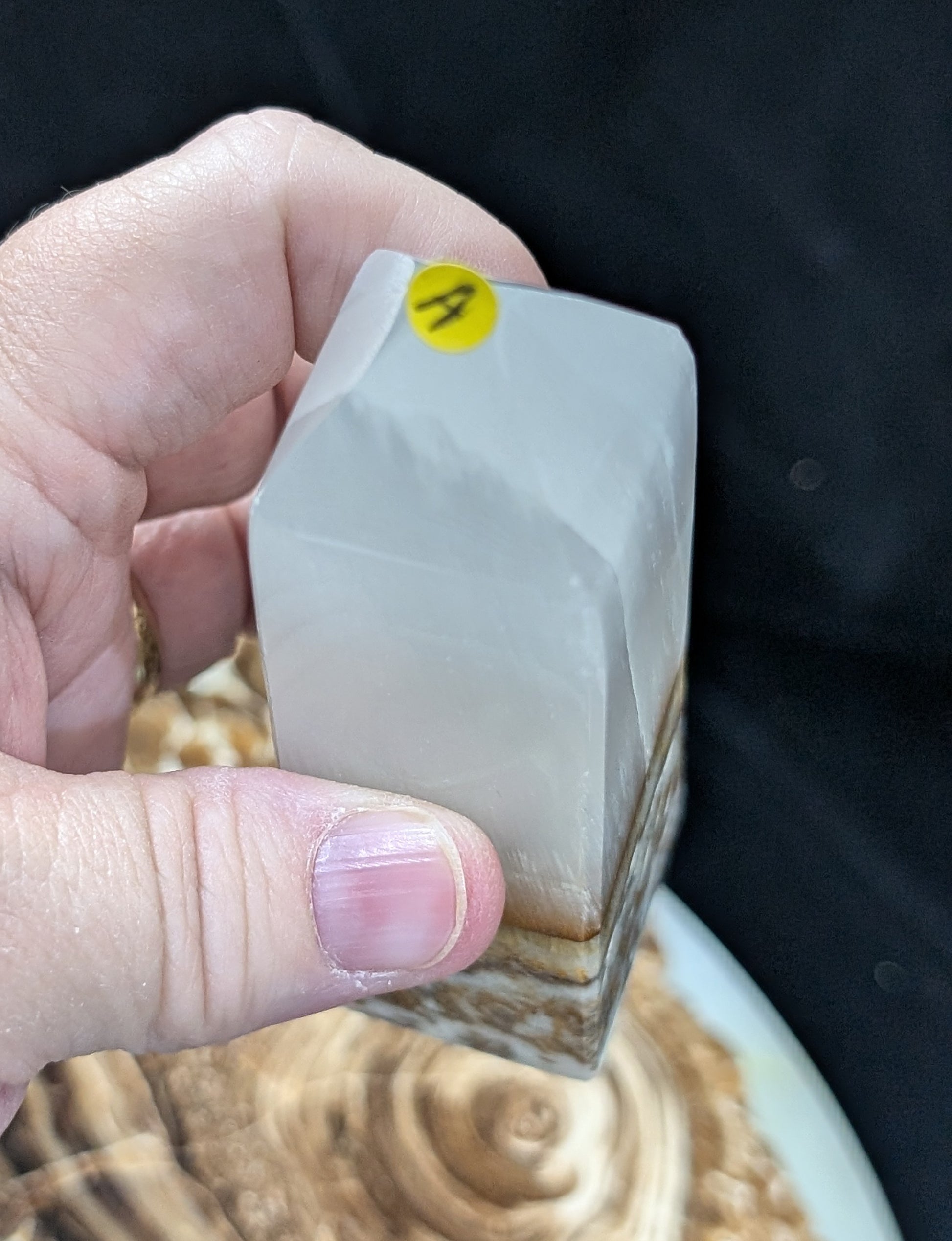 Clear Silky White Banded Calcite Tower