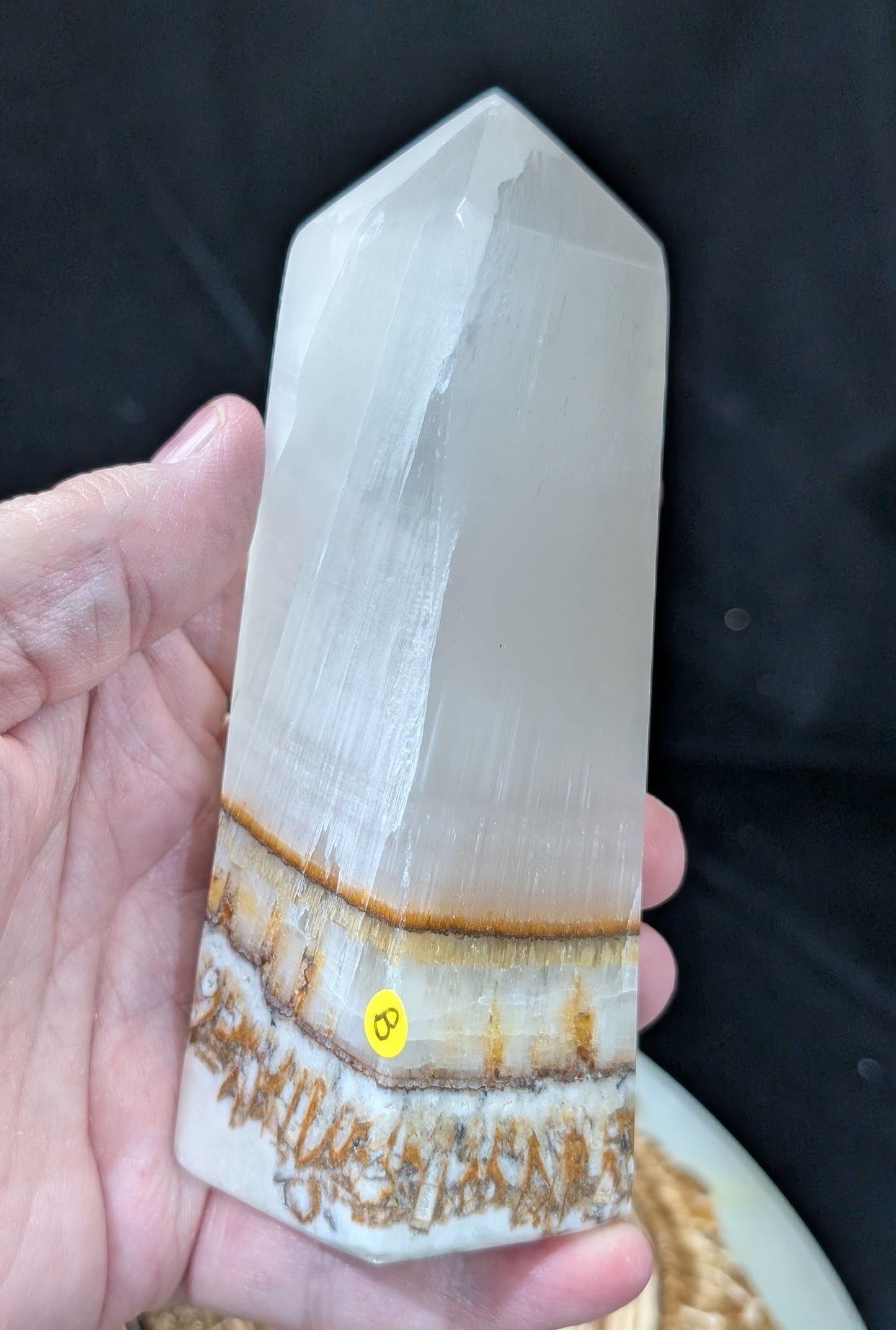 Clear Silky White Banded Calcite Tower