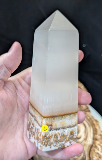 Clear Silky White Banded Calcite Tower