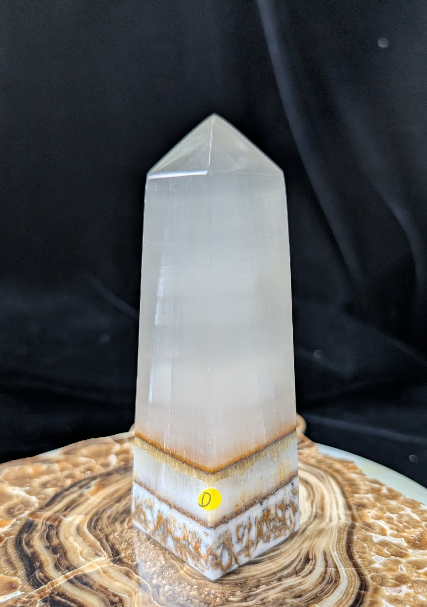 Clear Silky White Banded Calcite Tower