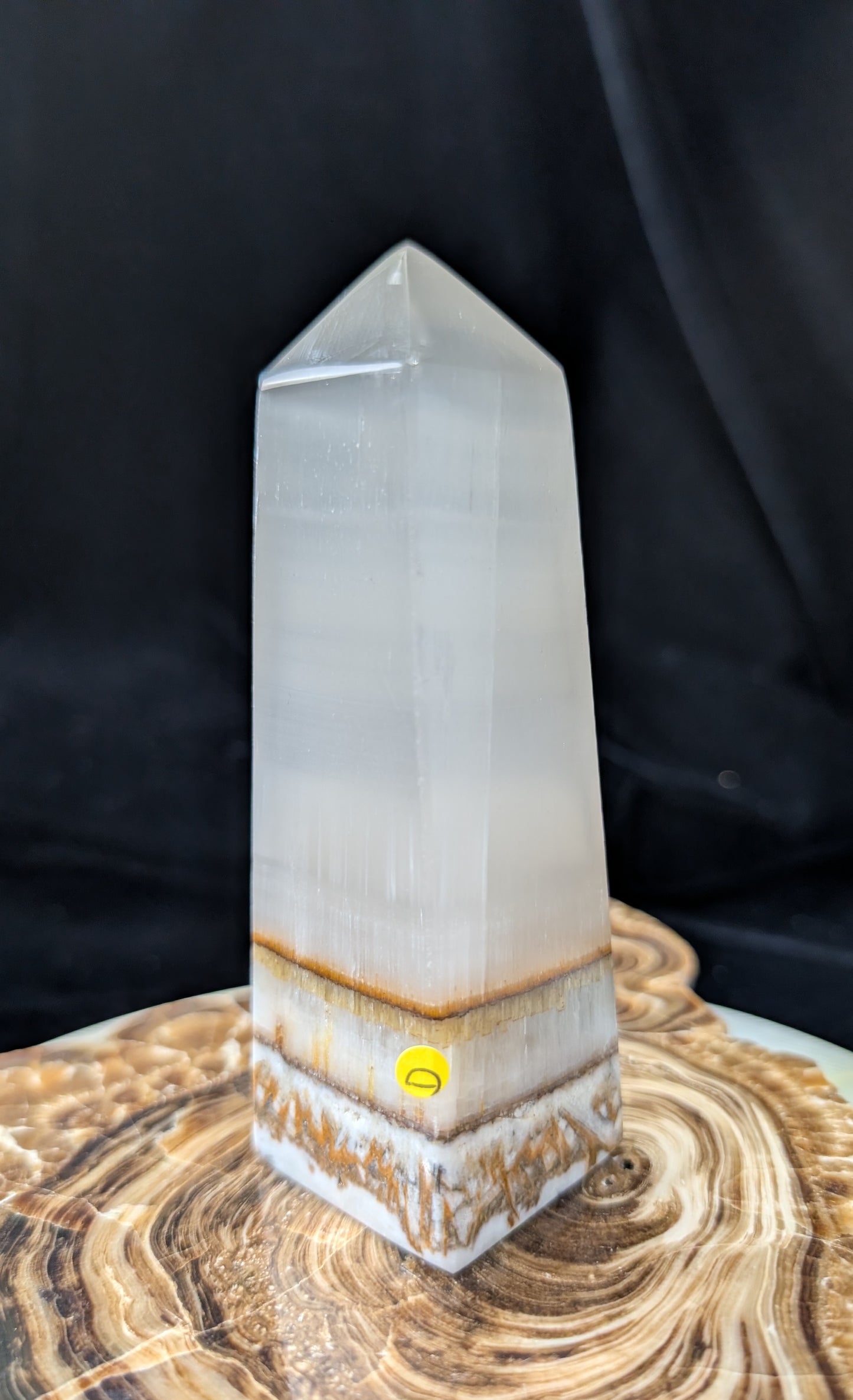 Clear Silky White Banded Calcite Tower