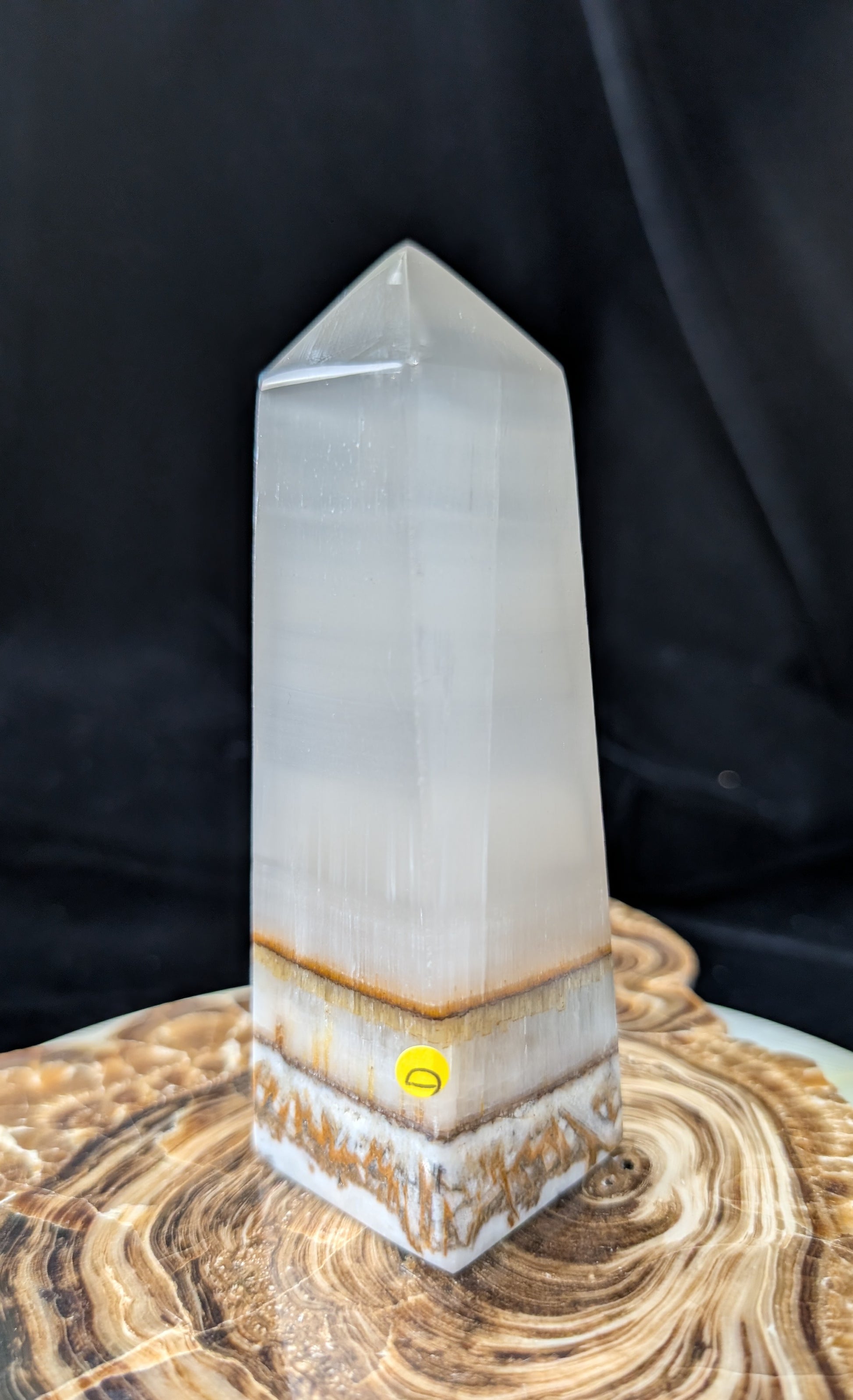 Clear Silky White Banded Calcite Tower