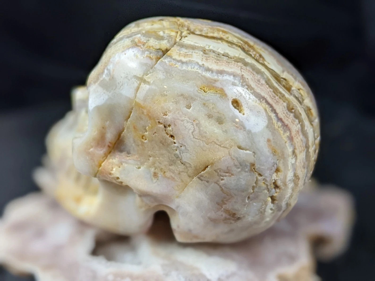 Crazy Lace Agate Skull Carving