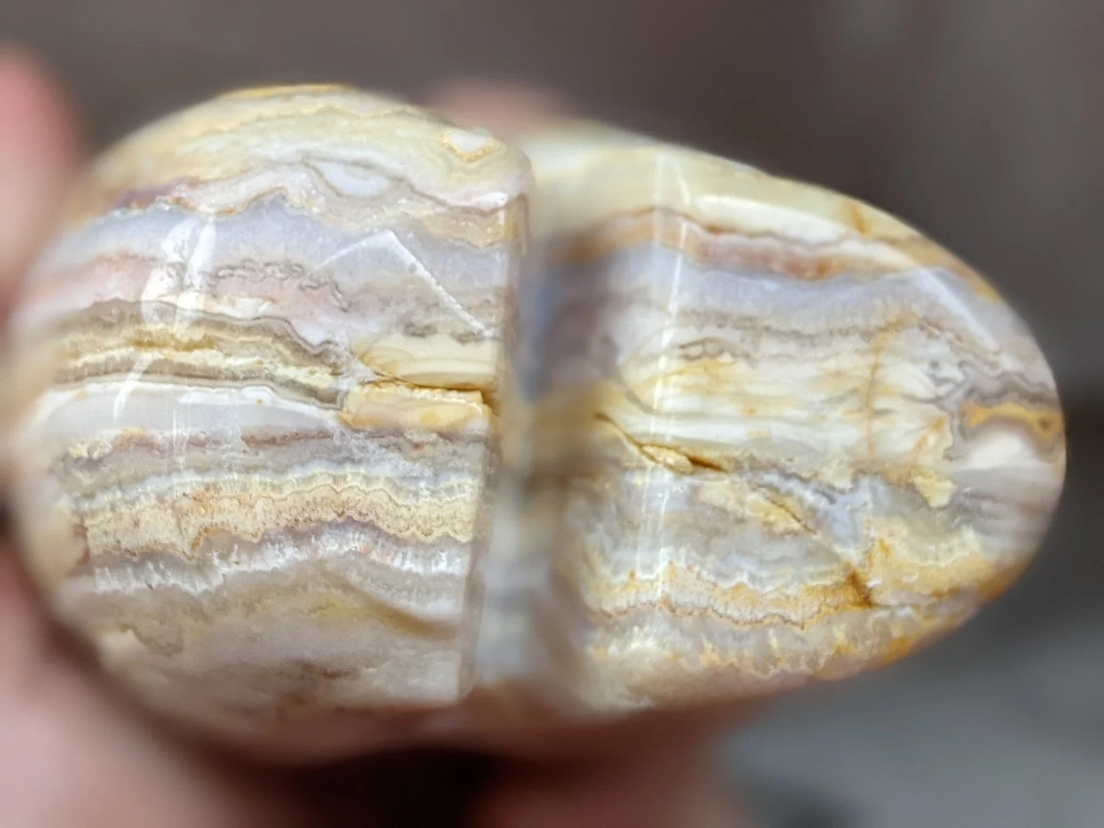 Crazy Lace Agate Skull Carving