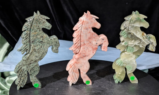 Crystal Rearing Horse Figurines
