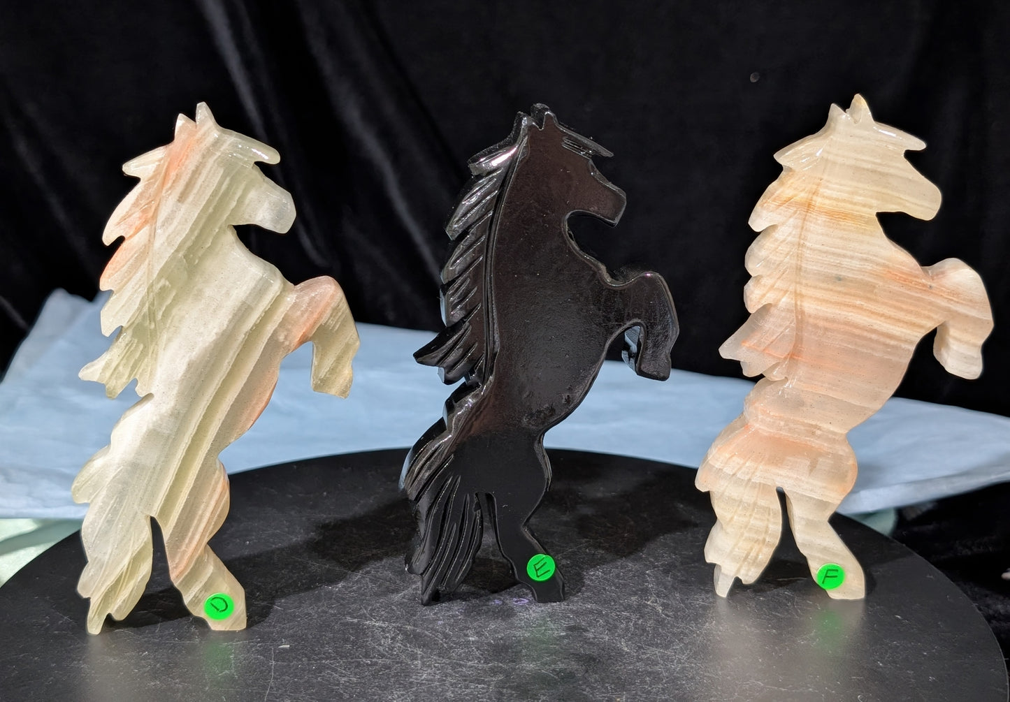 Crystal Rearing Horse Figurines