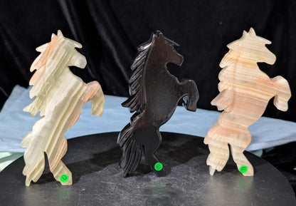 Crystal Rearing Horse Figurines