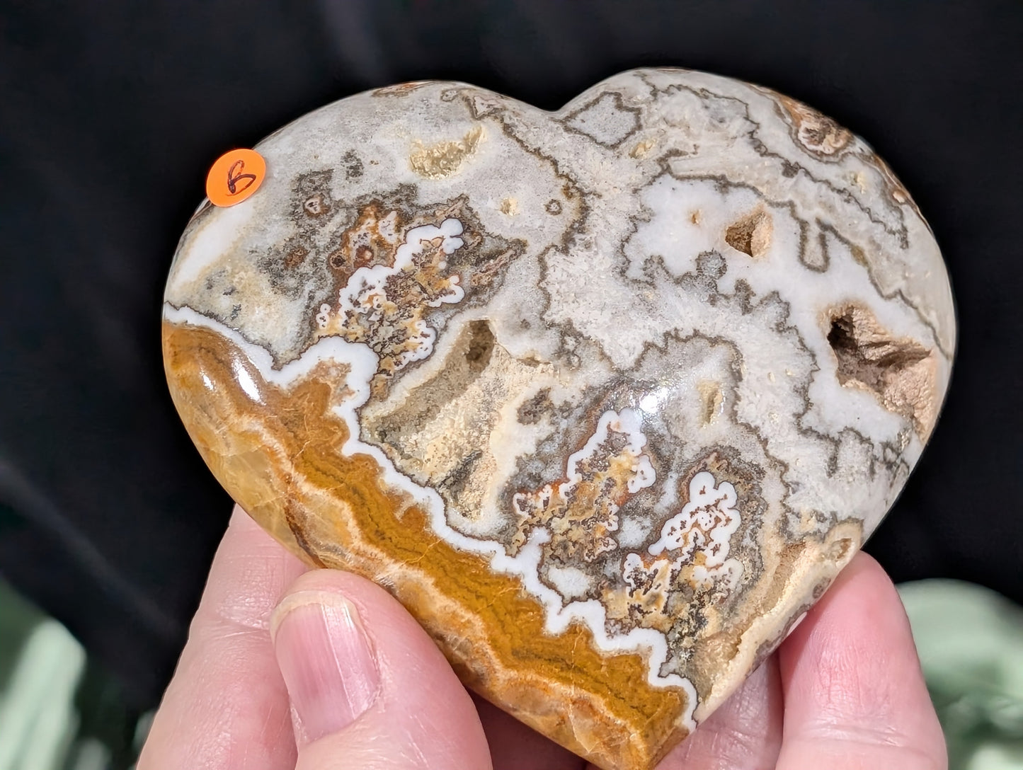 Dendritic Calcite Heart 1B1