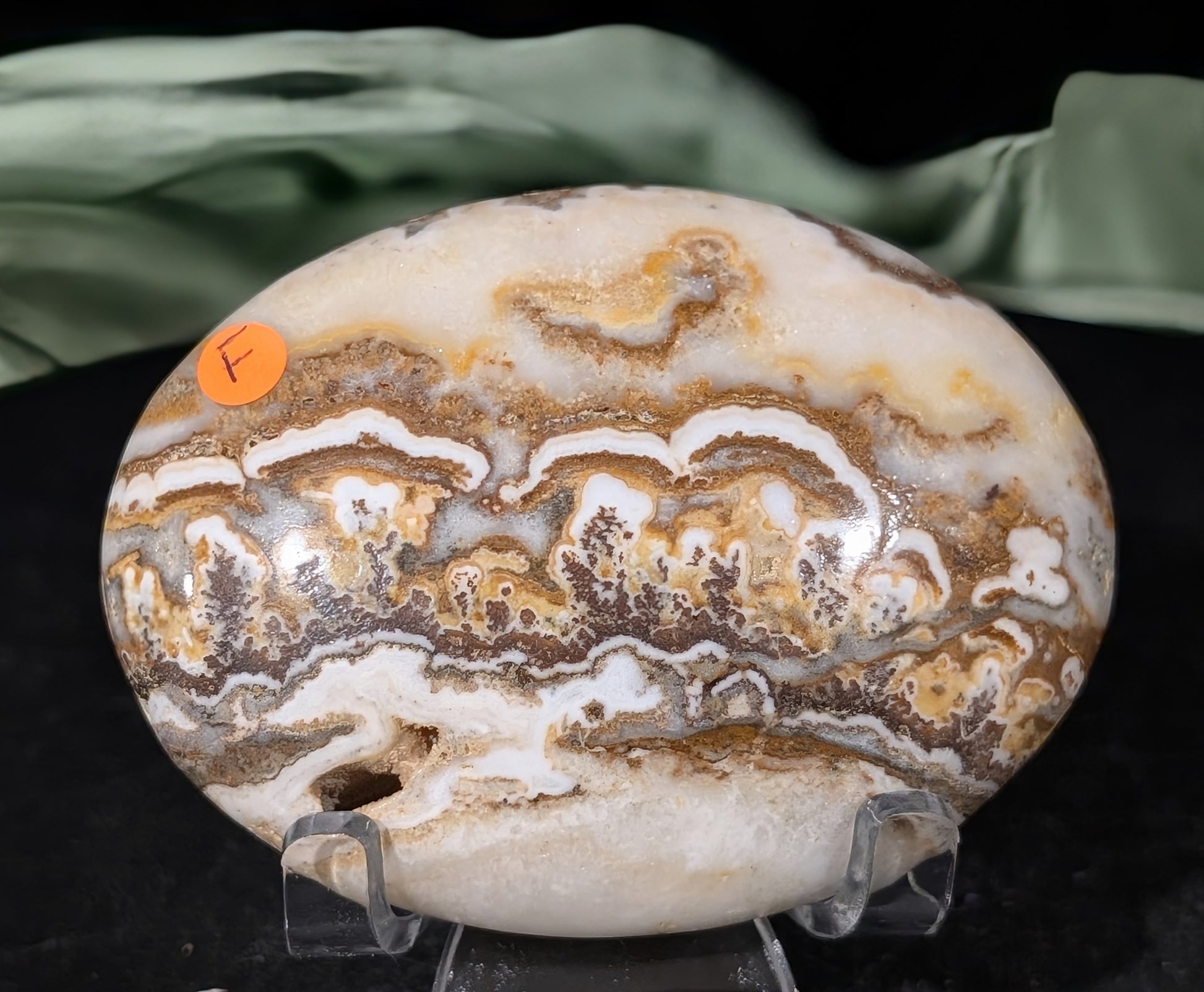 Dendritic Calcite Palm Stone 1F1