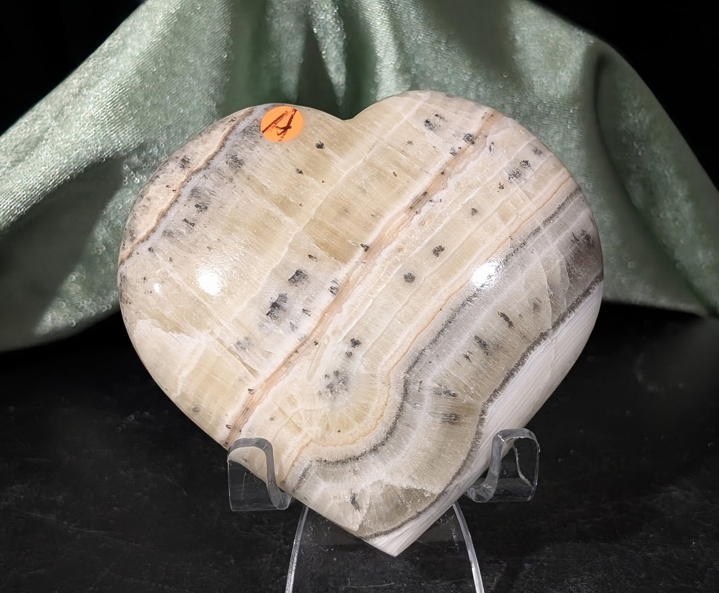 Dendritic Honey Calcite Heart