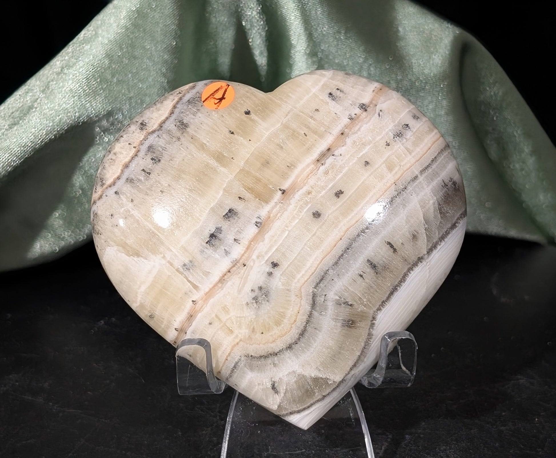 Dendritic Honey Calcite Heart